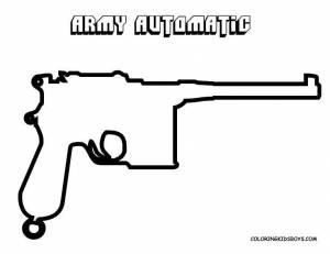 Раскраски автомат, Раскраска Армейский автомат оружие