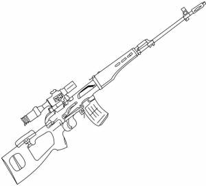 Раскраски снайперская, Раскраска Снайперская винтовка оружие