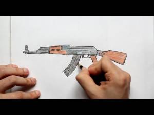 Как нарисовать Автомат Калашникова AK 47