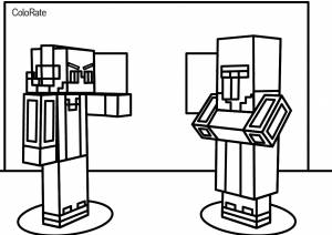 Раскраски Деревня Майнкрафт