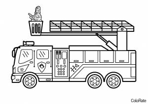 Раскраска Пожарная машина с лестницей