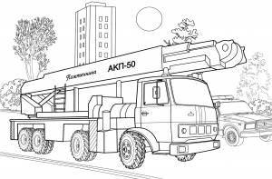 Раскраска Пожарный гидроподъемник МАЗ-6923