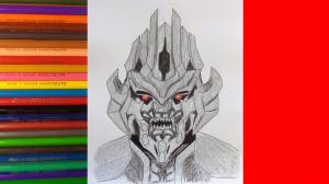 How to draw Megatron, Transformers, Как нарисовать Мегатрона