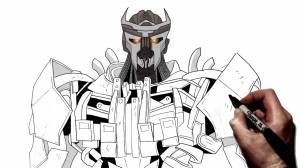 How to draw Megatron, Transformers, Как нарисовать Мегатрона