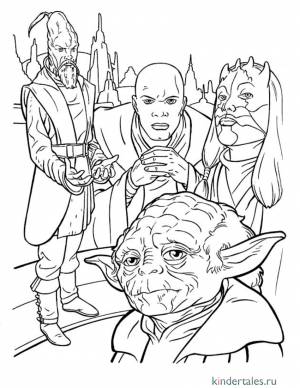 На совете джедаев» раскраска для детей