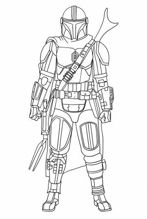 Раскраска Мандалорец в костюме
