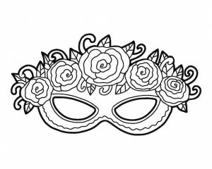 Раскраска для детей карнавальная маска с розами