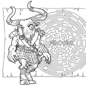 Иллюстрация Минотавр в стиле графика