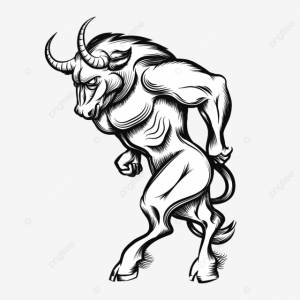 древнегреческий мифологический монстр минотавр в стиле гравюры на белом PNG , Рисование, травление, персонаж PNG картинки и пнг рисунок для й загрузки