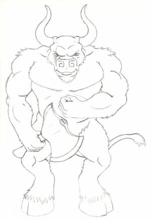 Нарисованные картинки с изображением Минотавра