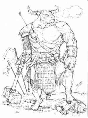 Минотавр рисунок карандашом