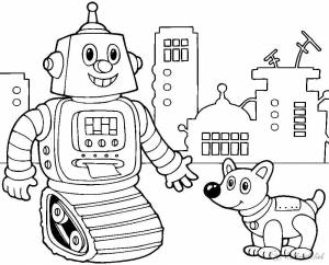 Раскраски Раскраска Робот и машина Техника