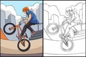 Раскраска bmx rider цветная иллюстрация