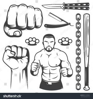 Set Street Fighter Designed Elements Monochrome