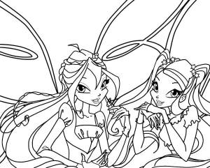 Раскраски winx, Раскраска Стелла и блум из мультфильма winx Винкс клуб