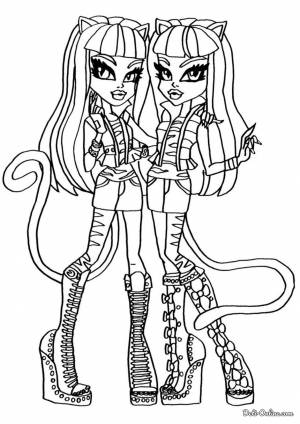 Раскраска Монстр Хай Мяулоди и Пурсефона