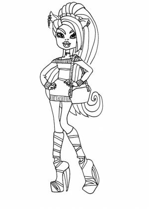 Монстр хай с железными цепями с маленьким другом Черно белые раскраски цветов