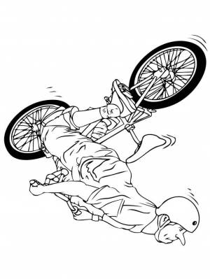 Раскраска Трюки на велосипеде BMX