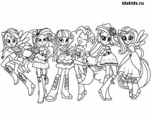 Раскраска Девочки из Эквестрии продолжение