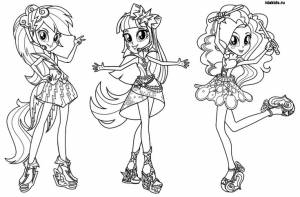 Раскраска Девочки из Эквестрии Радужный рок