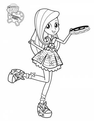 Раскраска Девушки Эквестрии Радужный Рок Флаттершай