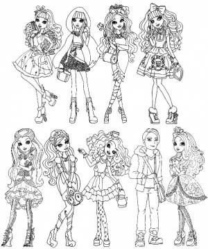 Раскраска персонажи Эвер Афтер Хай