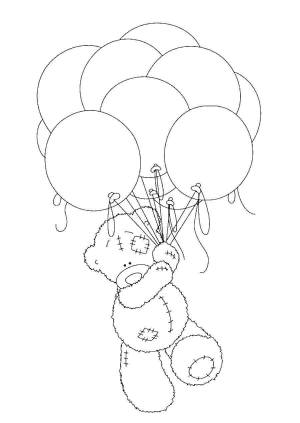 Раскраски тедди, Раскраска Мишка тедди на шариках мишки тедди