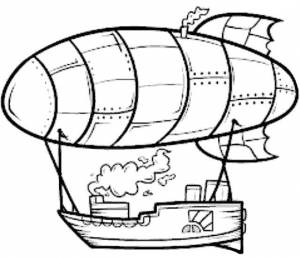 Раскраски дирижабль, Раскраска дирижабль несет корабль