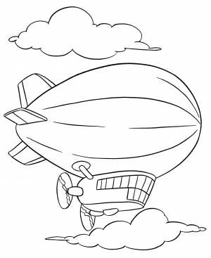 Раскраска Дирижабль в небе