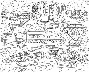 Иллюстрация раскраска Дирижабли