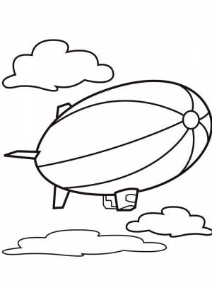 Раскраска Дирижабль картинка на листе  онлайн