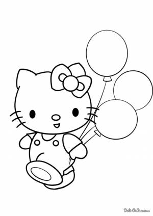 Раскраска Hello Kitty и воздушные шары