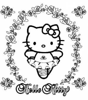 Раскраски hello, Раскраска Hello kitty в балетной пачке Hello Kitty