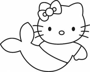 Раскраски Раскраска Hello kitty русалка Hello Kitty детские