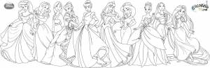 Раскраски принцессы, Раскраска Все принцессы диснея Принцессы