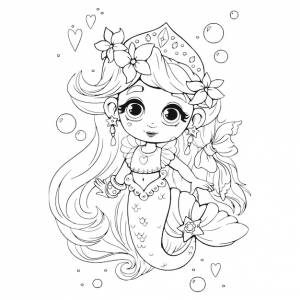 Милая русалочка с короной книжка-раскраска книжка-раскраска для девочек красивая русалка в стиле аниме