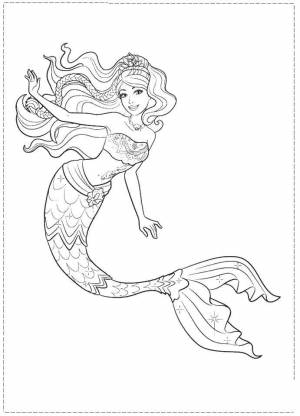Раскраски Раскраска Барби русалка Барби русалочка ариэль