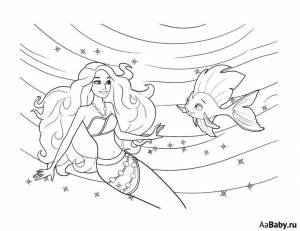 раскраска барби русалка