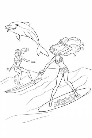 Раскраска Русалка Барби