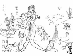 Барби приключения русалочки Черно белые раскраски цветов