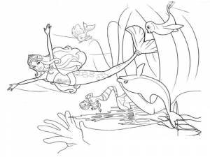 Раскраски Барби Русалки