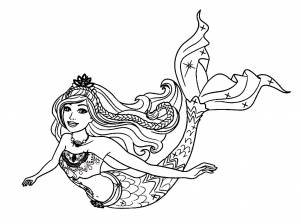 Раскраска русалка Барби