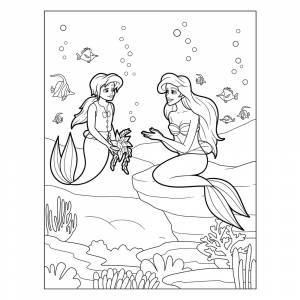 Раскраска Русалки Мелоди и Ариель