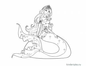Барби русалочка» раскраска для детей