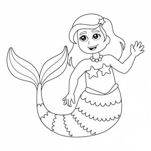 раскраски русалки изолирована для детей