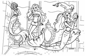 Барби приключения русалочки Черно белые раскраски цветов