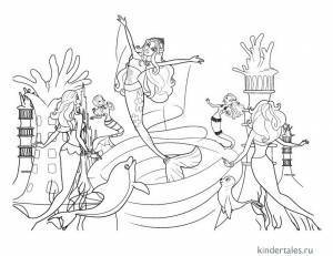 Барби и другие русалки» раскраска для детей