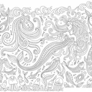 Раскраска Русалка на камне