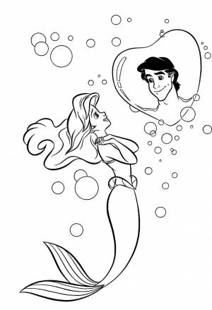 Раскраска Русалочка Ариэль и принц