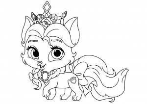 Раскраска Питомец Белль котёнок Красотка из мультика Королевские Питомцы